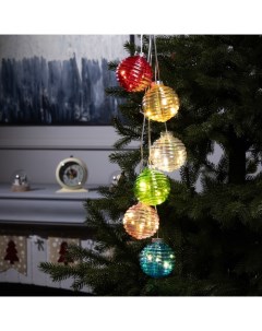 Гирлянда «Нить-гроздь» 60 см, нить прозрачная, «Красочные шары», 30 LED, 4.5 В, батарейки ААх3 (нет в комплекте), свечение тёплое белое Luazon lighting