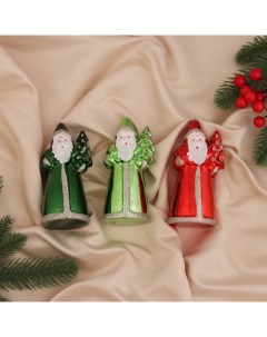 Ёлочные игрушки 3 шт. «Дед Мороз колор» 12×5.5 см, красный зелёный Зимнее волшебство