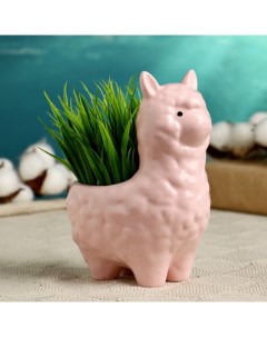 Горшок для цветов «Лама Лёля», керамический, 250 мл, 15×8×12 см, розовый Take it easy