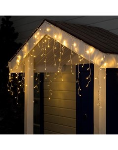 Гирлянда «Бахрома» 3×0.6 м, IP44, УМС, прозрачная нить, 160 LED, свечение тёплое белое, 220 В Luazon lighting