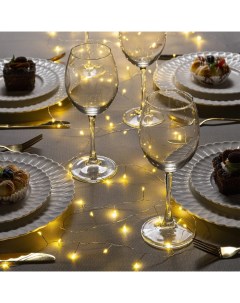 Гирлянда «Мишура» 5 м роса, IP20, серебристая нить, 100 LED, свечение тёплое белое, 12 В Luazon lighting