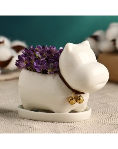 Горшок для цветов «Собачка», керамический, 100 мл, 11×6.5×8.5 см, белый Take it easy