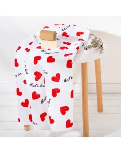 Полотенце вафельное банное «Сердечки», 80×150 см, 100% хлопок, 160 г/м² Этель