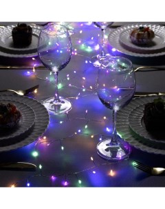 Гирлянда «Мишура» 5 м роса, IP20, серебристая нить, 200 LED, свечение мульти, 12 В Luazon lighting