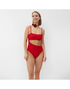 Купальник женский слитный с вырезом на животе, размер 42, красный Minaku