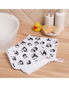 Полотенце детское «Панды» 50×90 см, 100% хл, муслин 105 г/м², махра 300 г/м² Крошка я