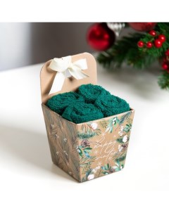 Набор новогодних махровых полотенец «» Happy winter 30×30 см - 4 шт., хлопок 100% Этель