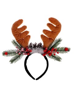 Ободок новогодний карнавальный «Рога» с веточками Страна карнавалия