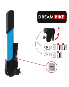 Насос ручной, с манометром, синий Dream bike