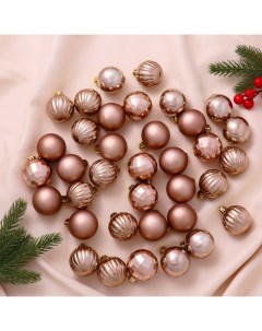 Ёлочные игрушки «Диско ассорти», шары новогодние, d=4 см, набор 36 шт., коричневый Зимнее волшебство