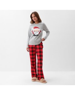 Пижама новогодняя женская (лонгслив, брюки) Santa, размер 40-42 Kaftan