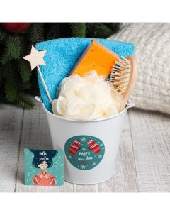 Подарочный набор новогодний "Happy New Year" полотенце и аксессуары Этель