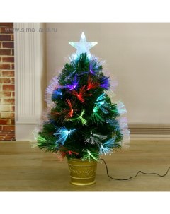 Искусственная ёлка с гирляндой Led настольная «. Пучок радужный», 60 см, d нижнего яруса 35 см, 55 ПВХ веток отгибаются Зимнее волшебство
