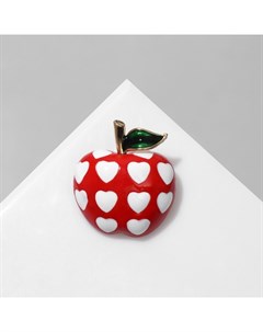 Брошь «Яблоко» с сердечками, цветная в золоте Qf