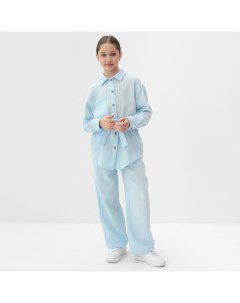Комплект для девочки (рубашка и брюки), голубой, рост 134 см Minaku