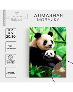 Алмазная мозаика с полным заполнением на холсте «Панда», 20 х 30 см Школа талантов
