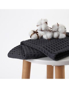 Полотенце вафельное банное «» Boho, 45×90 см, хлопок 100%, тёмно-серое Этель