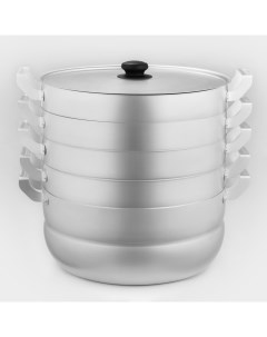 Манты-казан, 13 л, d=30 см, с 4 сетками, высота секции 5 см, с крышкой, штампованный алюминий Белая калитва