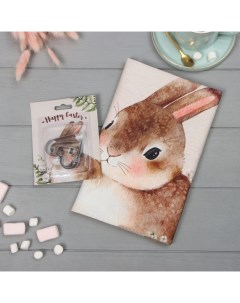 Набор «Пасхальный кролик»: полотенце 40×73 см, саржа 190 г/м², формочки для печенья Этель