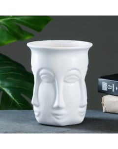 Декоративное кашпо для цветов «Аделия», 1 л, d=13 см, h=16 см, керамика, белое Хорошие сувениры