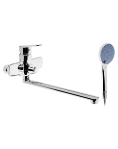 Смеситель для ванны ZEIN Z3847, однорычажный, излив 30 см, душевой набор, лейка 5 реж, хром Zein