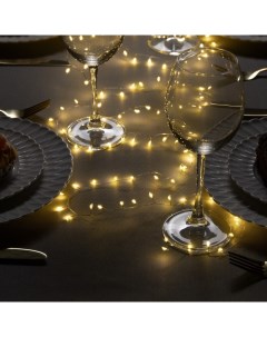 Гирлянда «Мишура» 2 м роса, IP20, серебристая нить, 100 LED, свечение тёплое белое, USB Luazon lighting