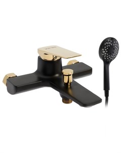Смеситель для ванны ZEIN Z3890, однорычажный, лейка 5 режимов, шланг, держатель, черный/gold= Zein