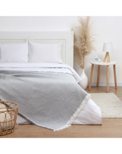 Плед с бахромой «» Waffle, 130×180 см, серый Этель