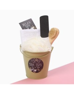 Набор подарочный «» Spa day полотенце, мочалка, щётка Этель