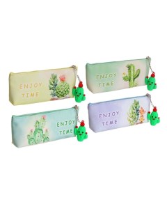 Пенал школьный на молнии, с подвеской, «Цветы», МИКС Calligrata