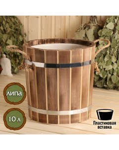 Запарник - ведро для бани и сауны «Добрыня», 10 л, липа, пластиковая вставка, «» Добропаровъ