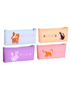 Пенал школьный на молнии "Кошка", МИКС Calligrata