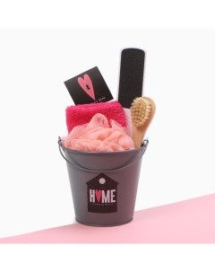 Набор подарочный «» Home, полотенце, щётка, мочалка Этель