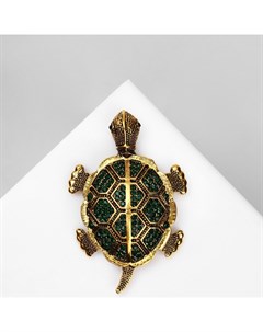 Брошь «Черепаха» морская, цвет изумрудный в чернёном золоте Qf