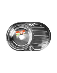 Мойка кухонная Accoona AB5077-L, врезная, левая, толщина 0.6 мм, 770х500х165 мм, глянец