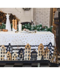 Скатерть новогодняя «» Золотой город 147×220 см, 100% хлопок, саржа 190 г/м² с ГМВО Этель