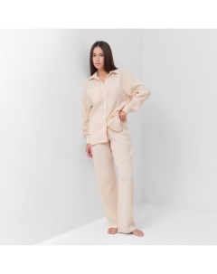 Пижама женская (рубашка, брюки) Basic, размер 44-46, молочная Kaftan