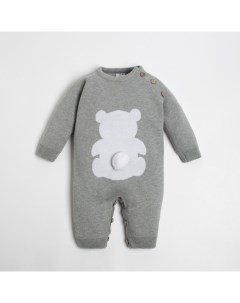Комбинезон вязаный «Мишка», рост 80-86 см, серый Крошка я