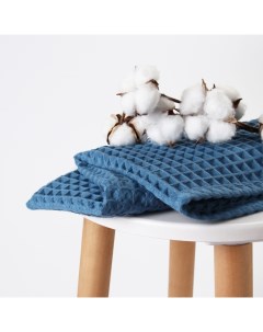 Полотенце вафельное банное «» Boho, 45×90 см, хлопок 100%, синее Этель