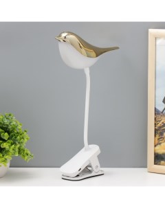 Настольная лампа на прищепке «Птичка» LED 3000-6000К 5 Вт USB золото 20×7×34 см Risalux