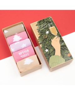 Носки женские новогодние Winter размер 36-39 (23-25 см), набор 5 пар Kaftan