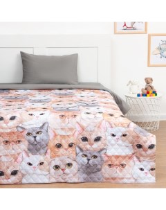 Покрывало 1.5-спальное «» Happy cats, 145×210 см, микрофибра Этель