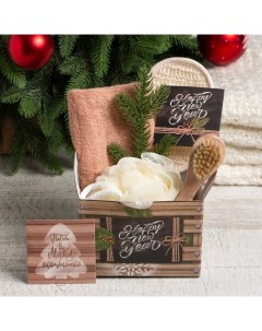 Набор подарочный новогодний "" "Happy new year", полотенце 30х60 см и аксессуары (6 предметов) Этель