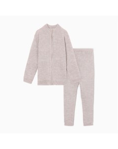 Костюм детский вязаный (кофта и брюки), цвет бежевый, рост 146 см Minaku