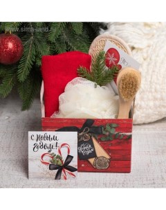 Набор новогодний подарочный "" "Счастья в Новом году" полотенце 30х60см и аксессуары (4 предмета) Этель