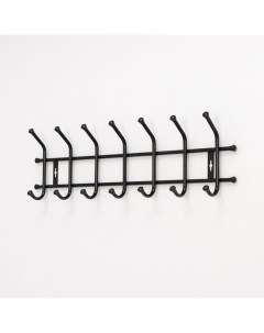 Вешалка настенная на 7 крючков, 69×21.5 см, чёрная Ника