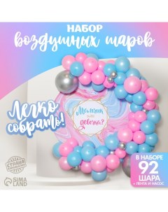 Воздушные шары, набор для фотозоны «Гендер пати», 92 шт. Страна карнавалия