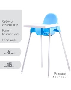 Стульчик для кормления пластиковый, голубой Альтернатива