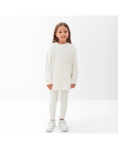 Костюм детский (свитшот, леггинсы) Plushy, размер 30 (98-104 см), белый Kaftan
