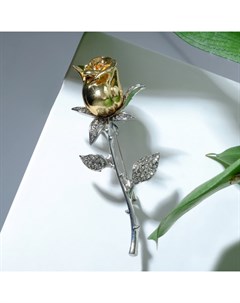 Брошь «Цветок» роза, цвет белый в серебряно-золотом Qf